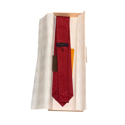 Louis Vuitton Red Silk Tie With Polka Dot Pattern New In Original Box