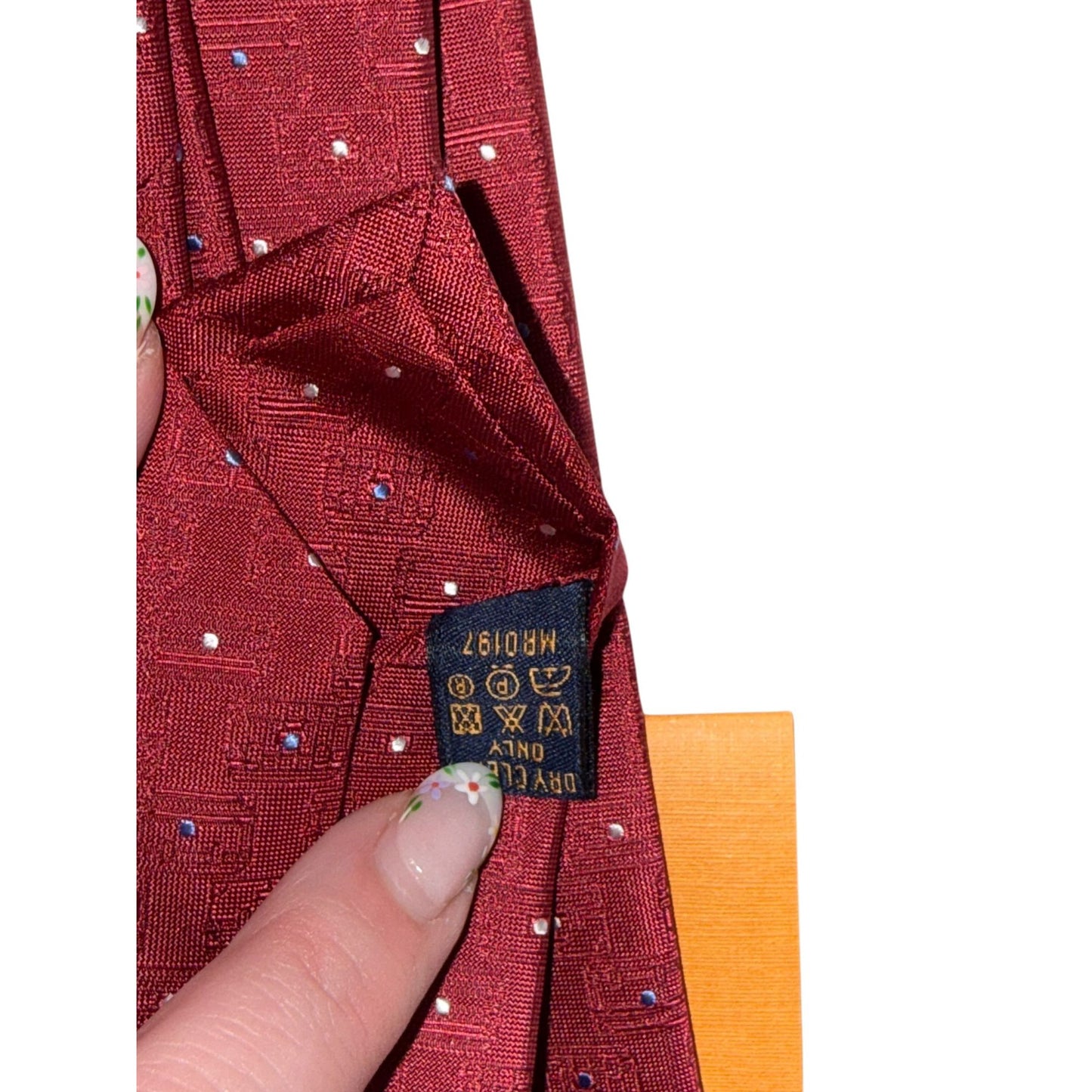 Louis Vuitton Red Silk Tie With Polka Dot Pattern New In Original Box