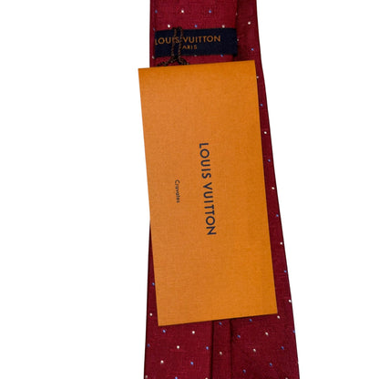 Louis Vuitton Red Silk Tie With Polka Dot Pattern New In Original Box